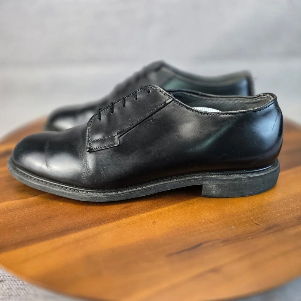 Bates Mens High Gloss Oxford Uniform Shoes Black E00968C‎ Vibram Sole Size 13 D